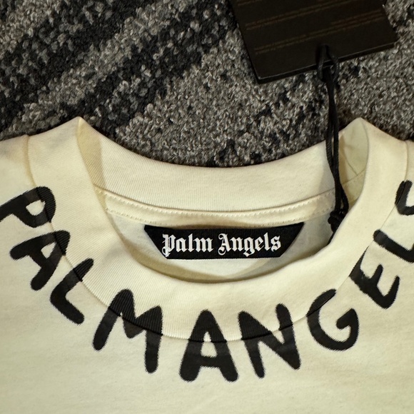 Palm Angels Miami Classic Neck Logo Over T-Shirt White Men’s Size Large - Picture 2 of 4